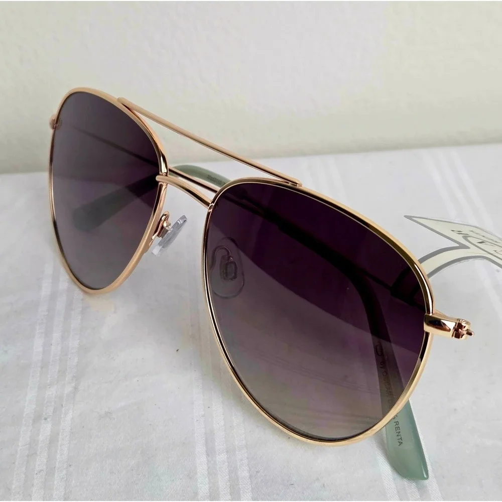 Oscar de la Renta Aviator Chic Unisex Sunglasses Gold Purple Gradient 100% UV